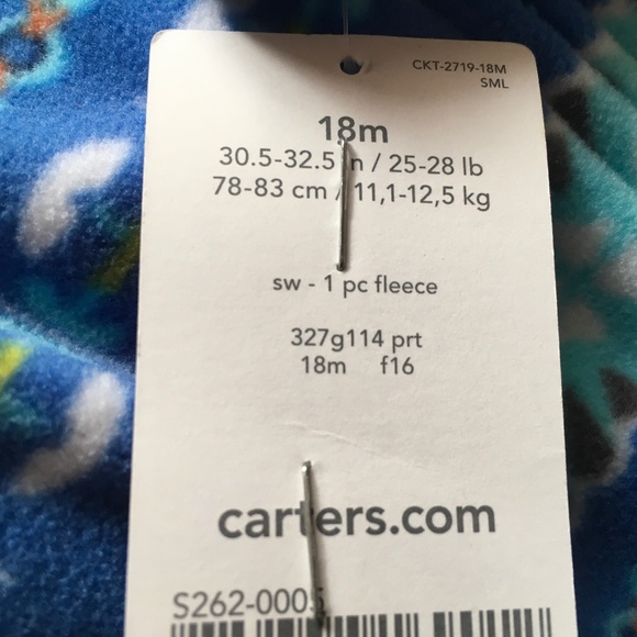 Carter’s Baby Boys 1-Piece Fleece  Sleep&Plays size 18month, 24 month - Picture 5 of 6